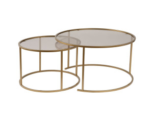 Set di 2 tavolini in metallo "Aurum" - 80 x 80 x 43 cm - Oro Bronzo