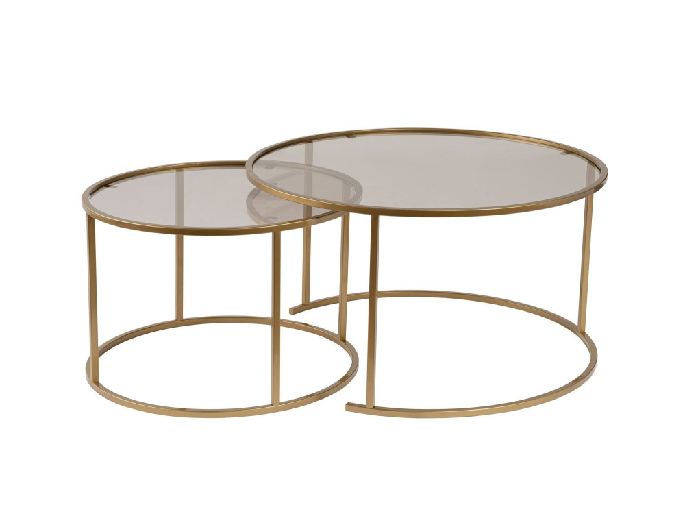 Set di 2 tavolini in metallo "Aurum" - 80 x 80 x 43 cm - Oro Bronzo