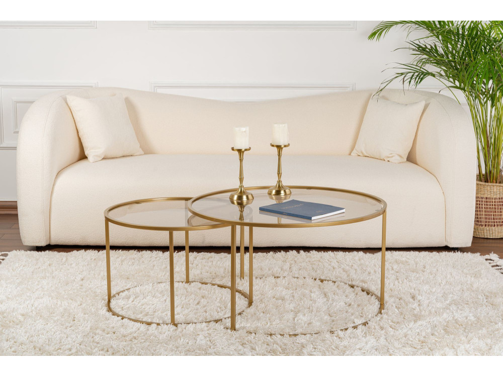 Set di 2 tavolini in metallo "Aurum" - 80 x 80 x 43 cm - Oro Bronzo