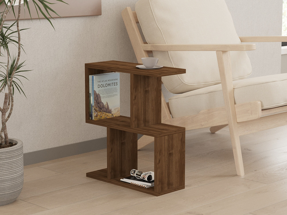 Tavolino laterale in legno "Zet" - 45 x 17 x 51 cm - Noce