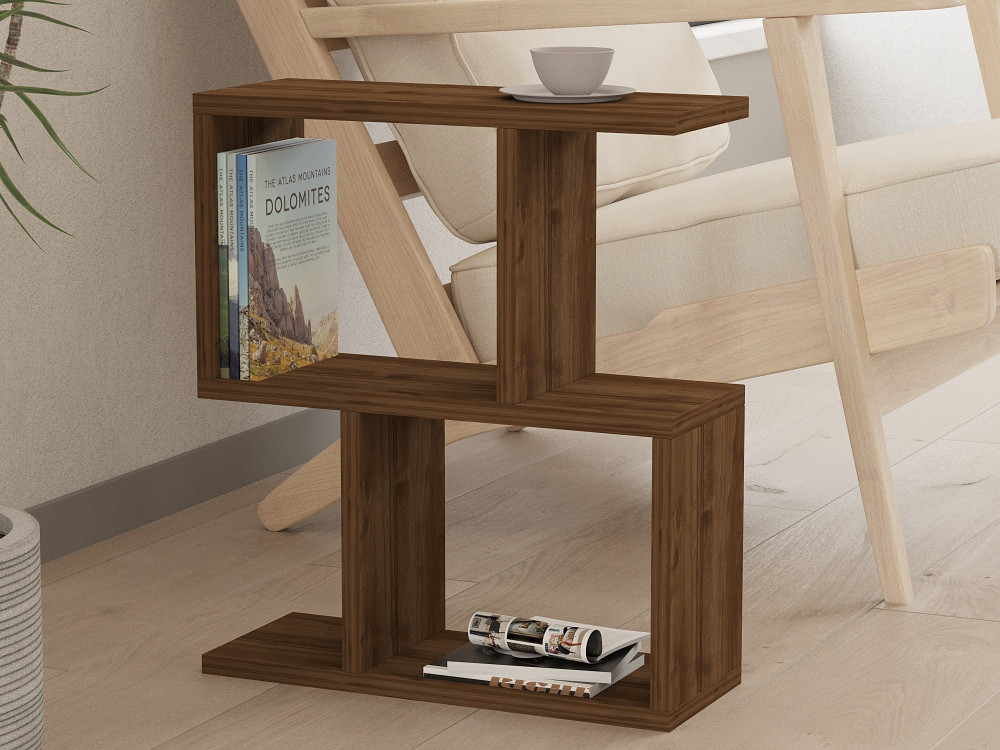 Tavolino laterale in legno "Zet" - 45 x 17 x 51 cm - Noce