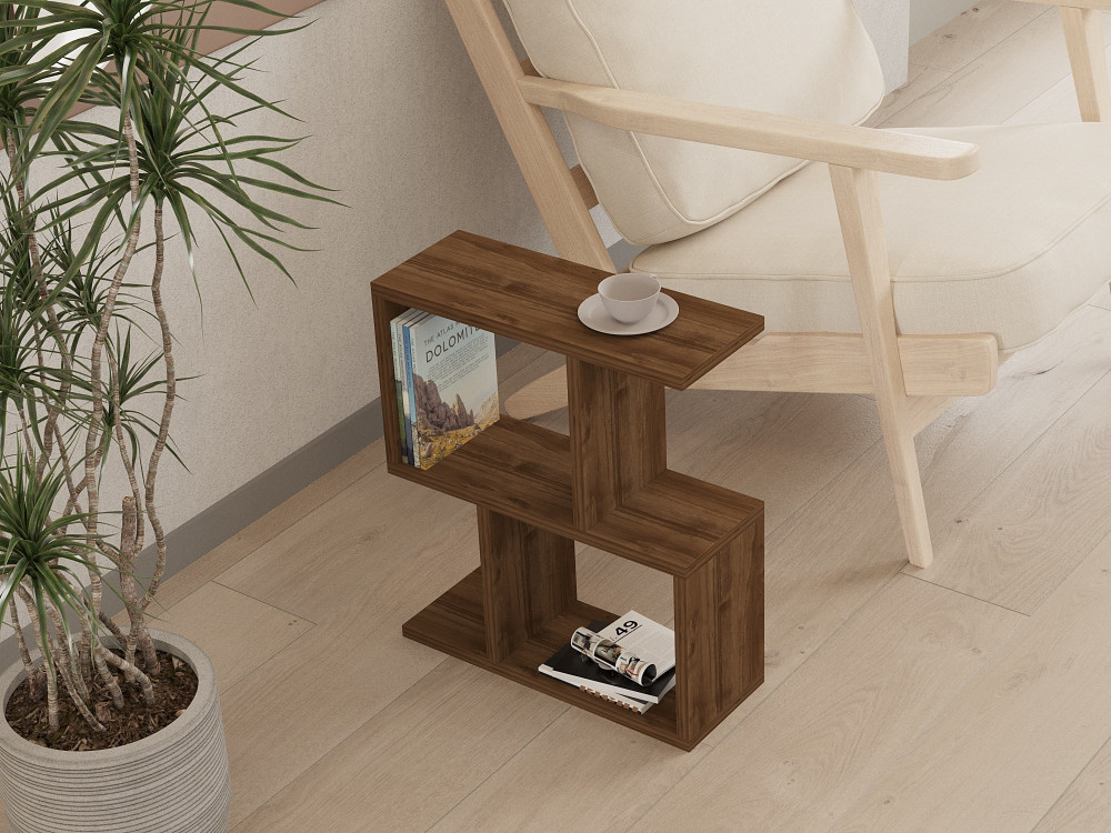 Tavolino laterale in legno "Zet" - 45 x 17 x 51 cm - Noce
