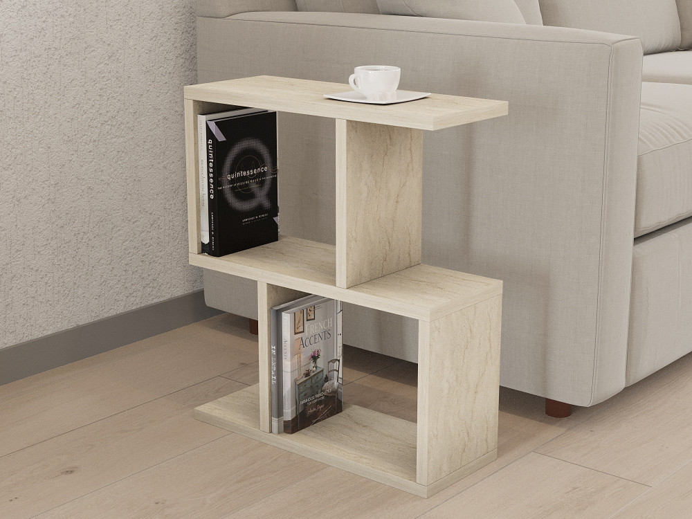 Tavolino laterale in legno "Zet" - 45 x 17 x 51 cm - Travertino