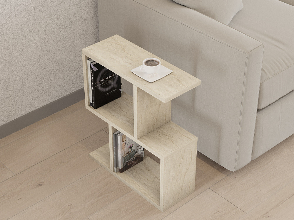 Tavolino laterale in legno "Zet" - 45 x 17 x 51 cm - Travertino