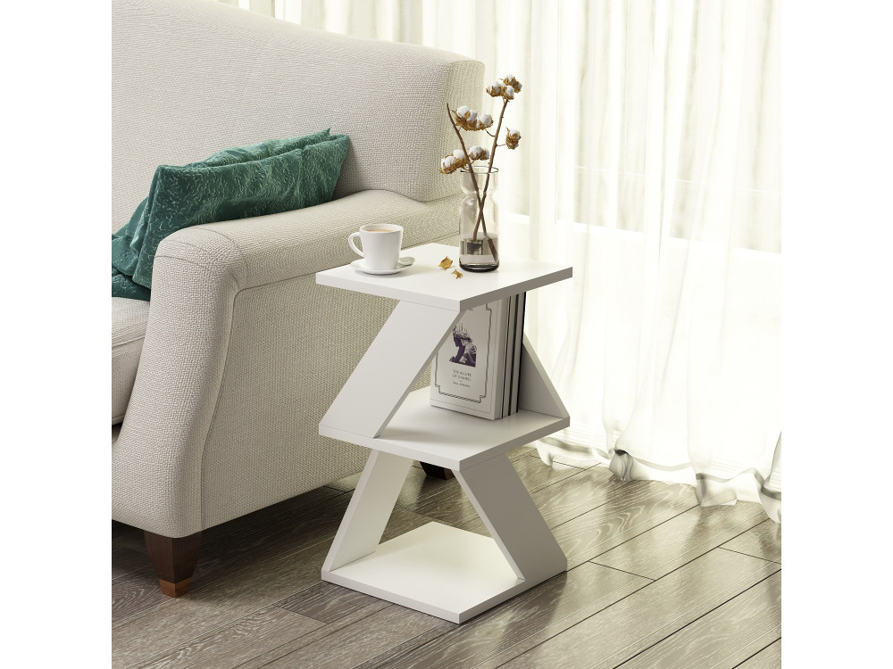 Tavolino laterale in legno "Albeni" - 30 x 30 x 50 cm - Bianco