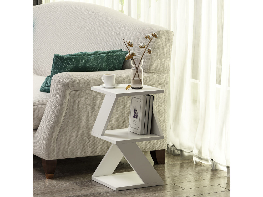 Tavolino laterale in legno "Albeni" - 30 x 30 x 50 cm - Bianco
