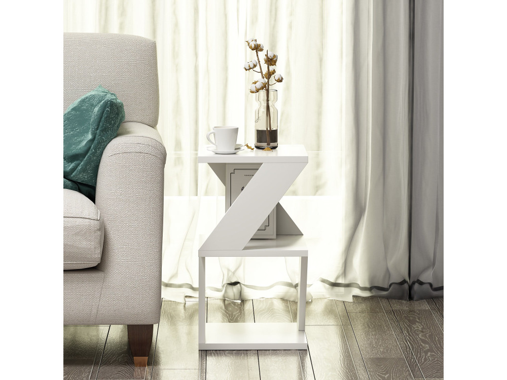 Tavolino laterale in legno "Albeni" - 30 x 30 x 50 cm - Bianco