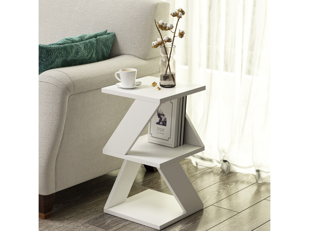 Tavolino laterale in legno "Albeni" - 30 x 30 x 50 cm - Bianco