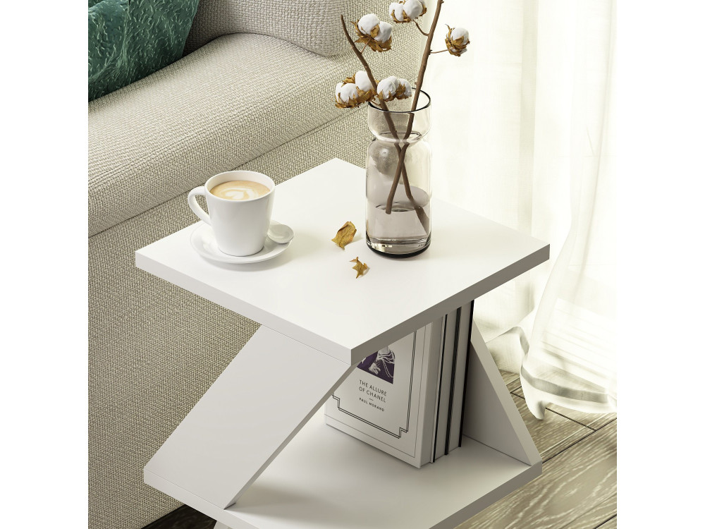 Tavolino laterale in legno "Albeni" - 30 x 30 x 50 cm - Bianco