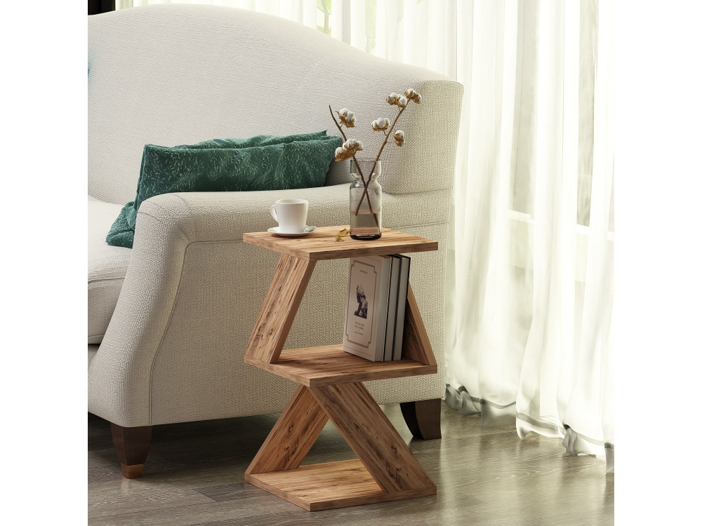Tavolino laterale in legno "Albeni" - 29 x 29 x 54 cm - Pino atlantico