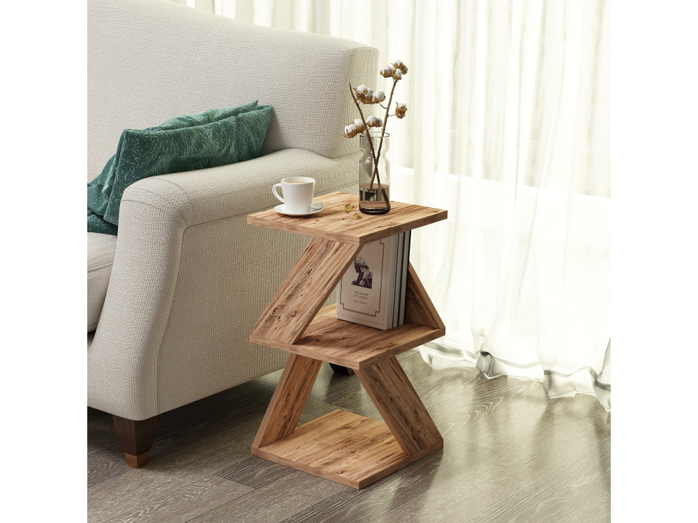 Tavolino laterale in legno "Albeni" - 29 x 29 x 54 cm - Pino atlantico