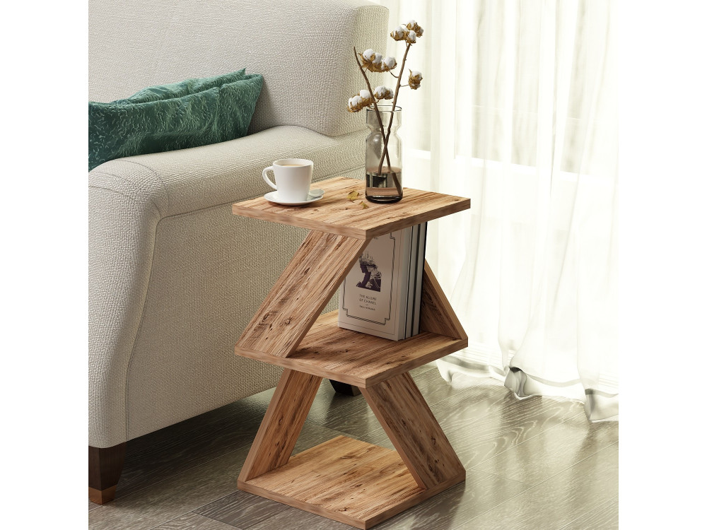 Tavolino laterale in legno "Albeni" - 29 x 29 x 54 cm - Pino atlantico