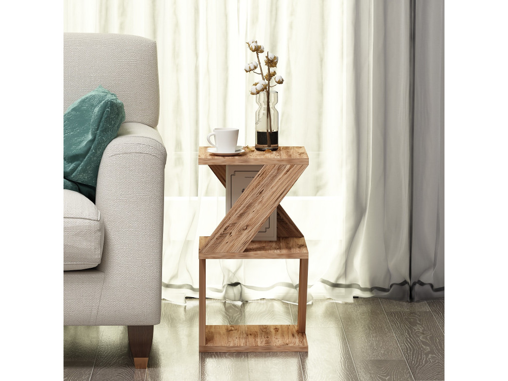 Tavolino laterale in legno "Albeni" - 29 x 29 x 54 cm - Pino atlantico