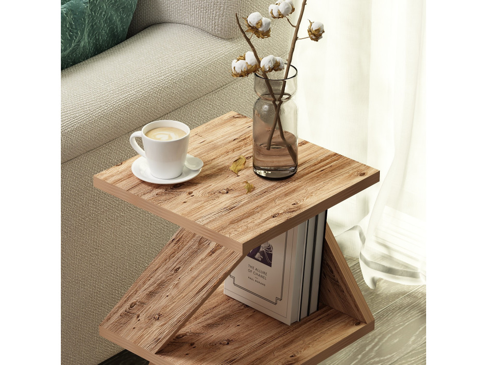 Tavolino laterale in legno "Albeni" - 29 x 29 x 54 cm - Pino atlantico