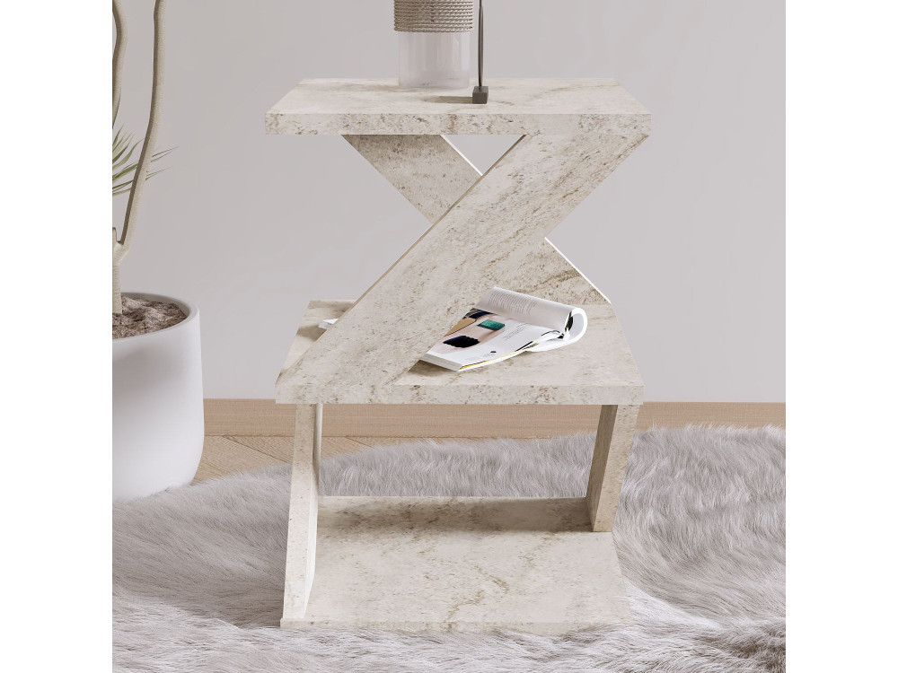 Tavolino laterale in legno "Albeni" - 29 x 29 x 54 cm - Travertino