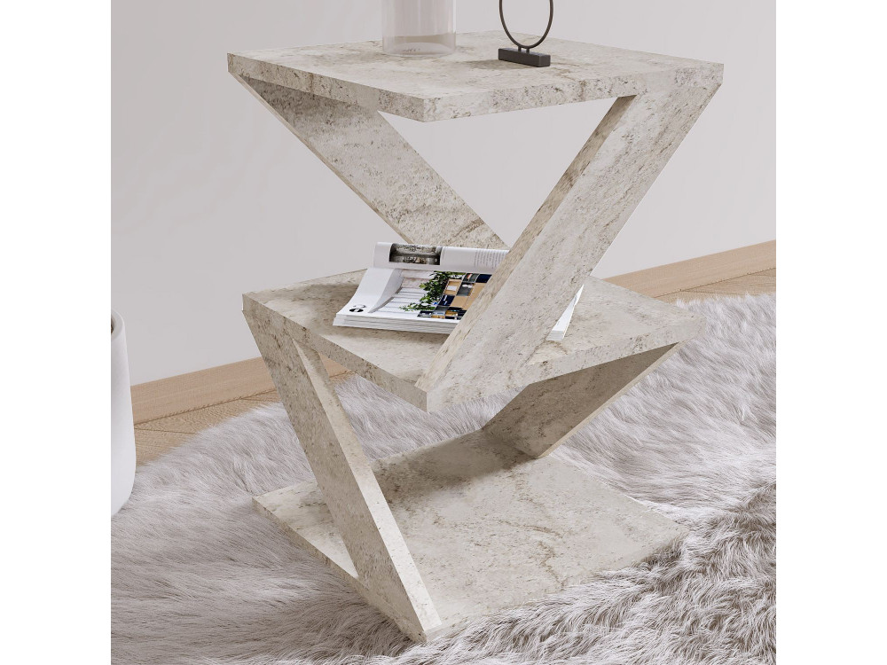 Tavolino laterale in legno "Albeni" - 29 x 29 x 54 cm - Travertino