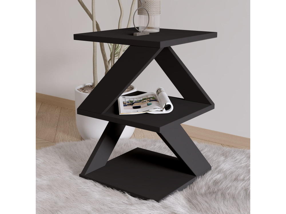 Tavolino laterale in legno "Albeni" - 29 x 29 x 54 cm - Nero