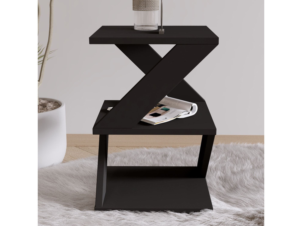 Tavolino laterale in legno "Albeni" - 29 x 29 x 54 cm - Nero