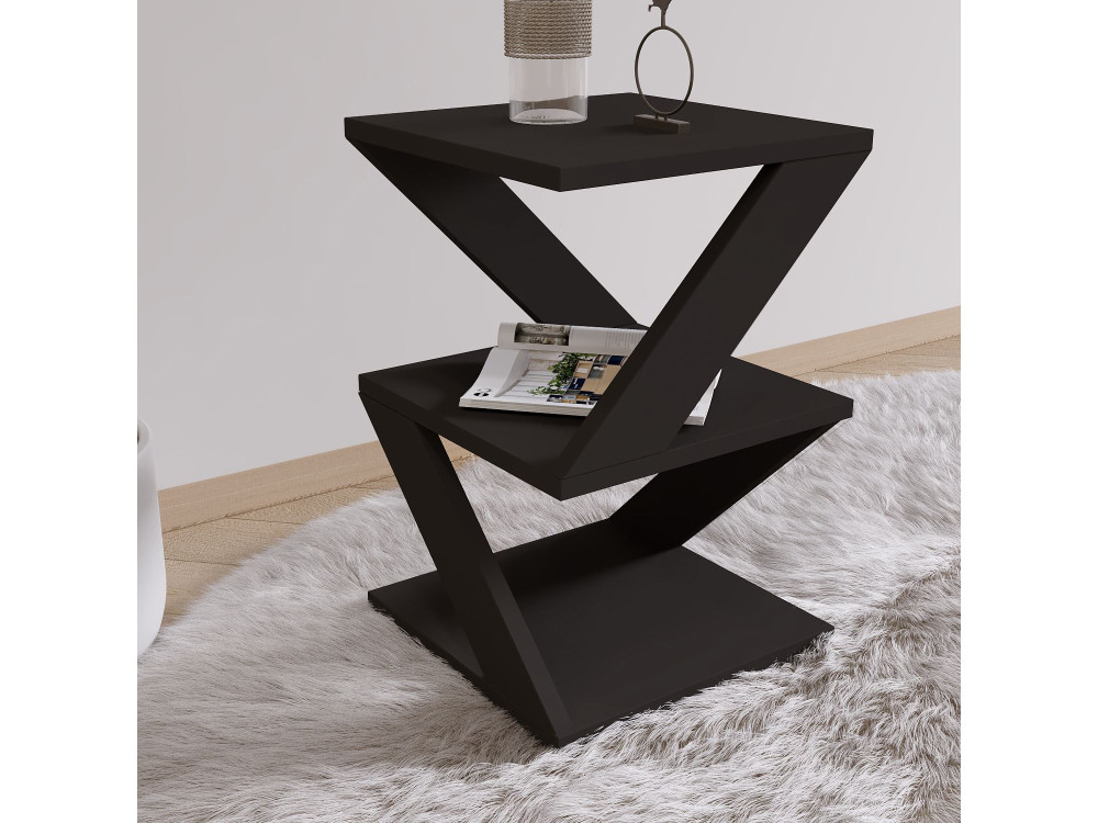 Tavolino laterale in legno "Albeni" - 29 x 29 x 54 cm - Nero