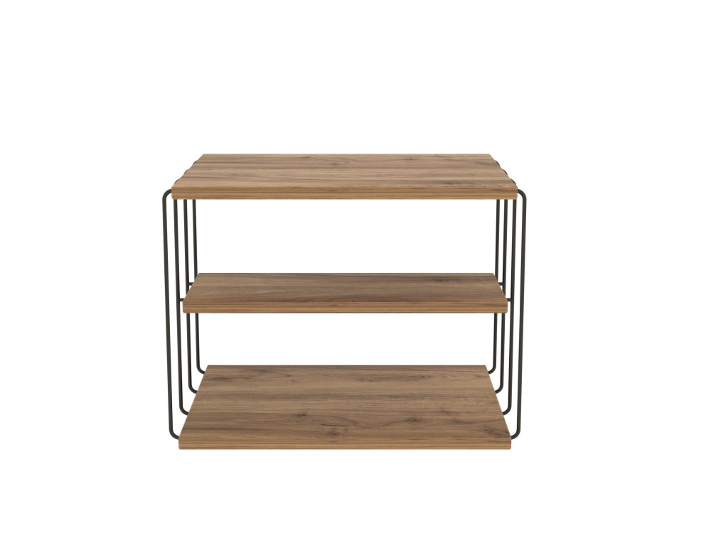 Tavolino laterale in legno "Lifon" - 50 x 40 x 33 cm - Pino atlantico nero