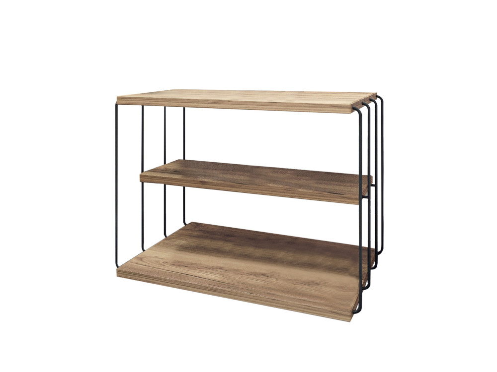 Tavolino laterale in legno "Lifon" - 50 x 40 x 33 cm - Pino atlantico nero