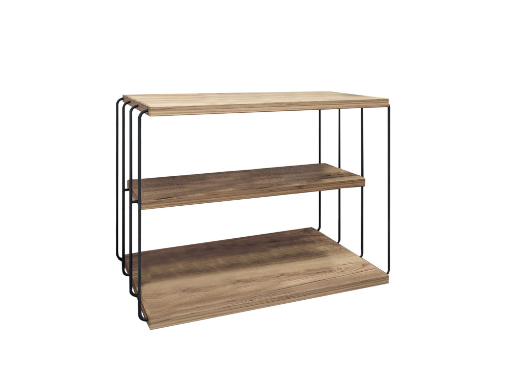 Tavolino laterale in legno "Lifon" - 50 x 40 x 33 cm - Pino atlantico nero
