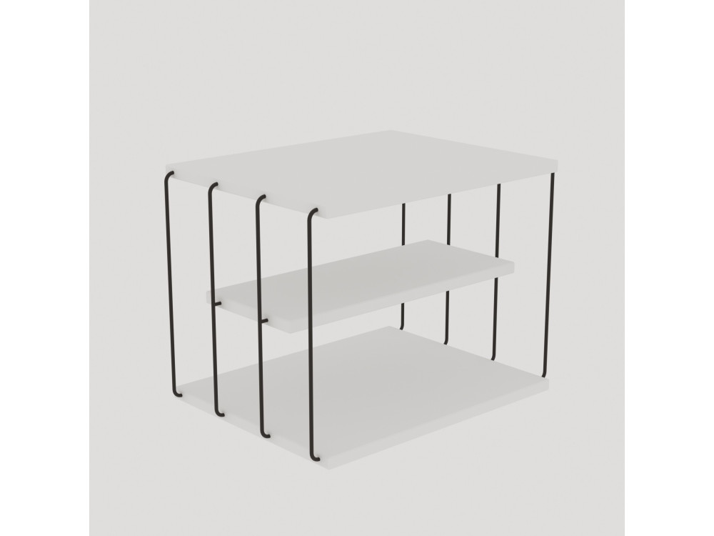 Tavolino laterale in legno "Lifon" - 50 x 40 x 33 cm - Bianco/Nero