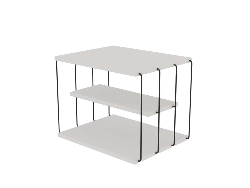 Tavolino laterale in legno "Lifon" - 50 x 40 x 33 cm - Bianco/Nero