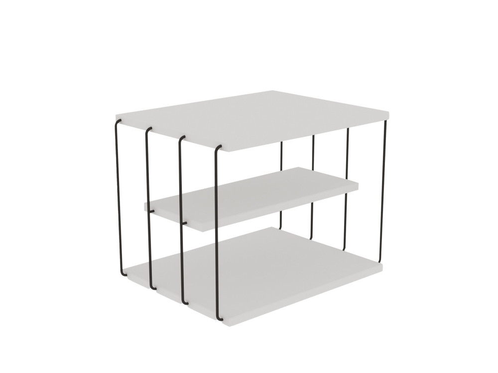 Tavolino laterale in legno "Lifon" - 50 x 40 x 33 cm - Bianco/Nero