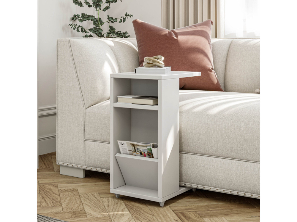 Tavolino laterale in legno "Filinta" - 30 x 40 x 63 cm - Bianco