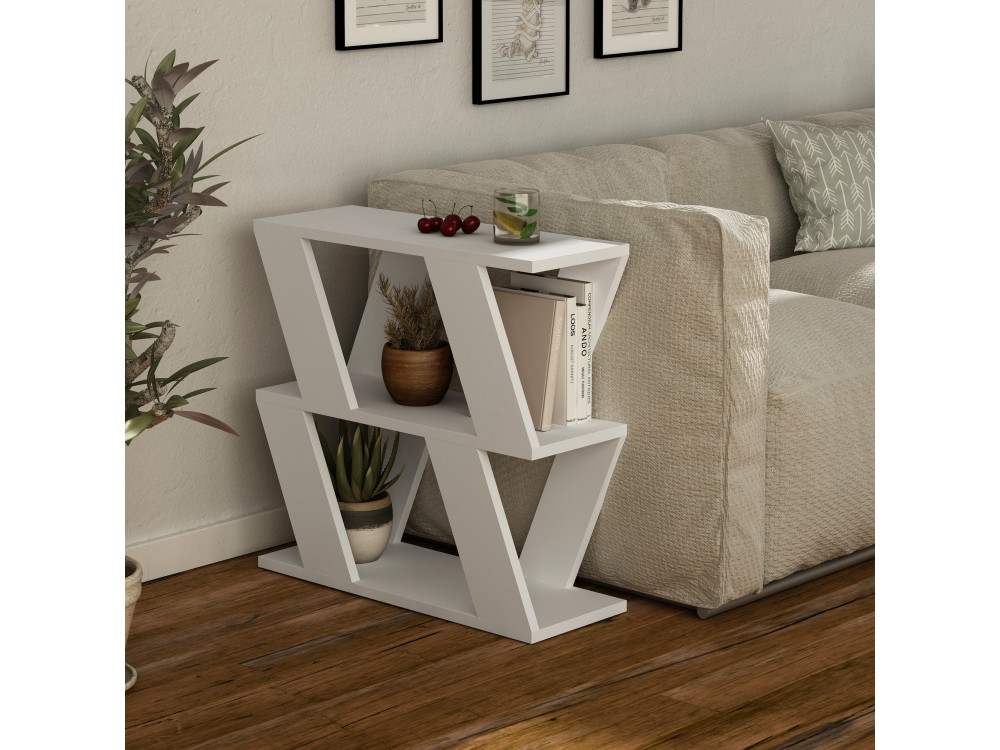 Tavolino laterale in legno "Lazena" - 60 x 22 x 57 cm - Bianco