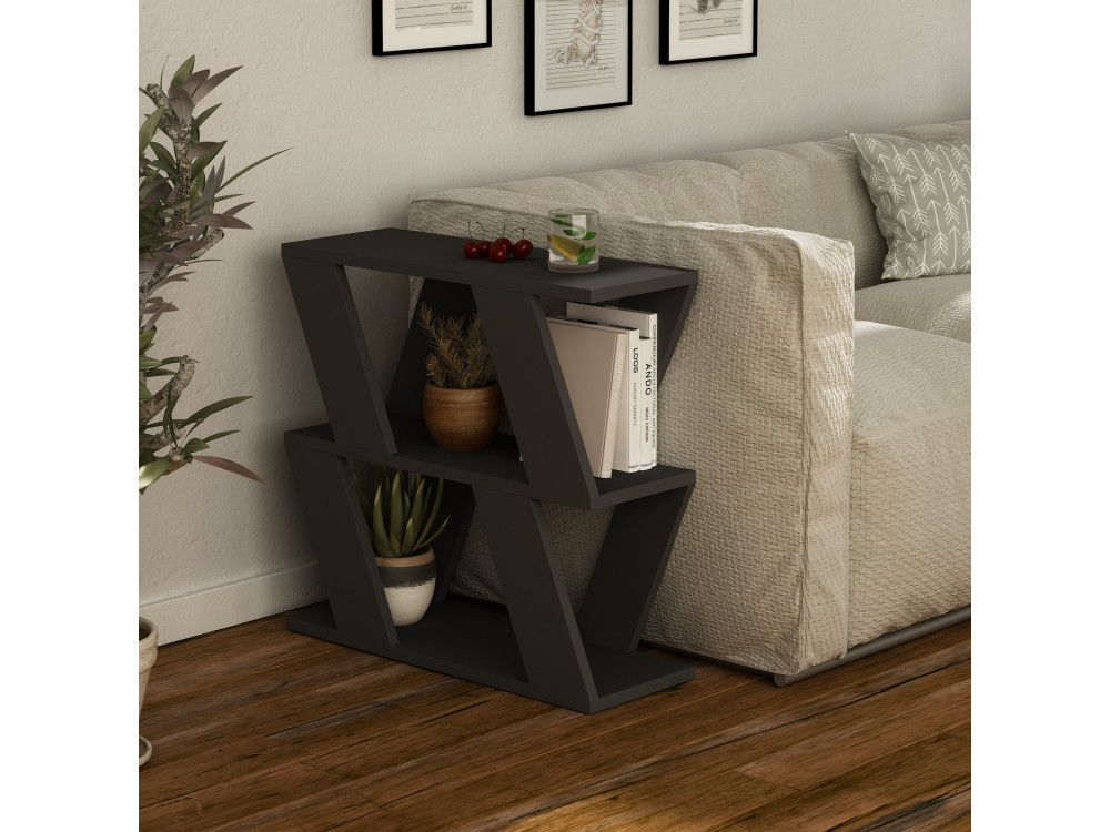 Tavolino laterale in legno "Lazena" - 60 x 22 x 57 cm - Antracite