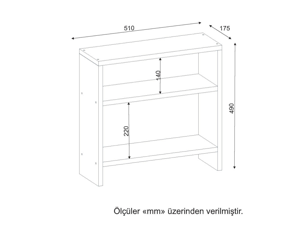 Tavolino in legno "Silvanus" - 51 x 17 x 49 cm - Bianco