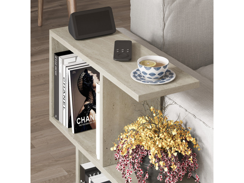 Tavolino in legno "Homemania" - 60 x 60 x 20 cm - Beige