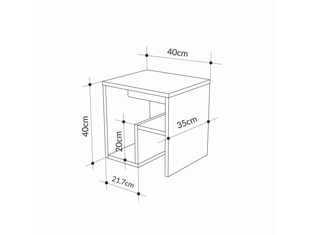 Tavolino in legno "Bon" 40 x 35 x 40 cm - Rovere zaffiro