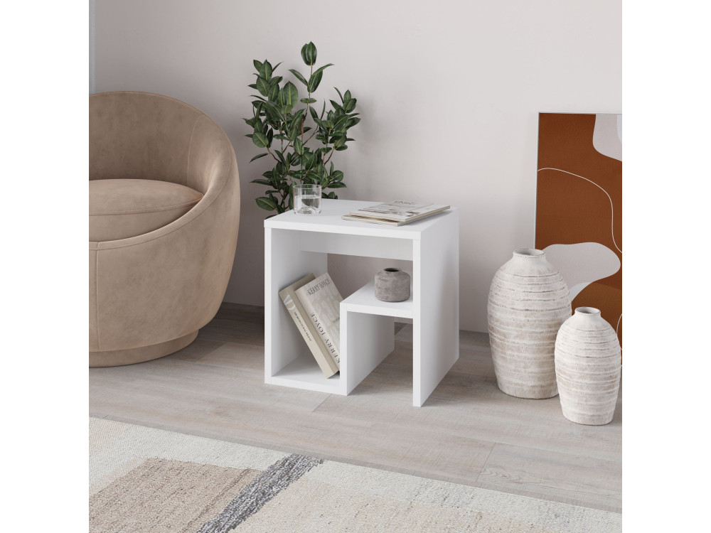 Tavolino in legno "Bon" 40 x 35 x 40 cm - Bianco