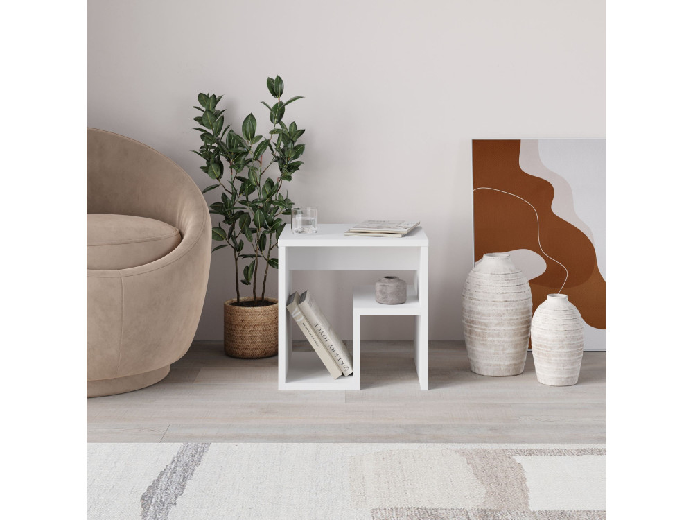 Tavolino in legno "Bon" 40 x 35 x 40 cm - Bianco