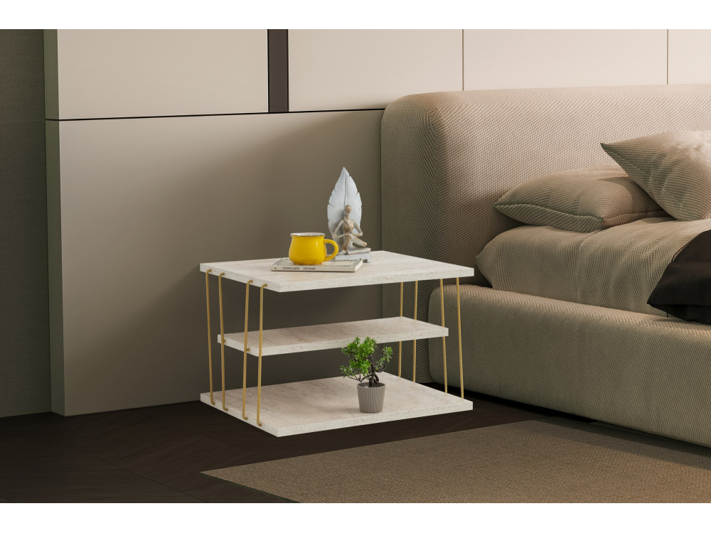 Tavolino in legno "Lifon" 50 x 40 x 33 cm - Travertino