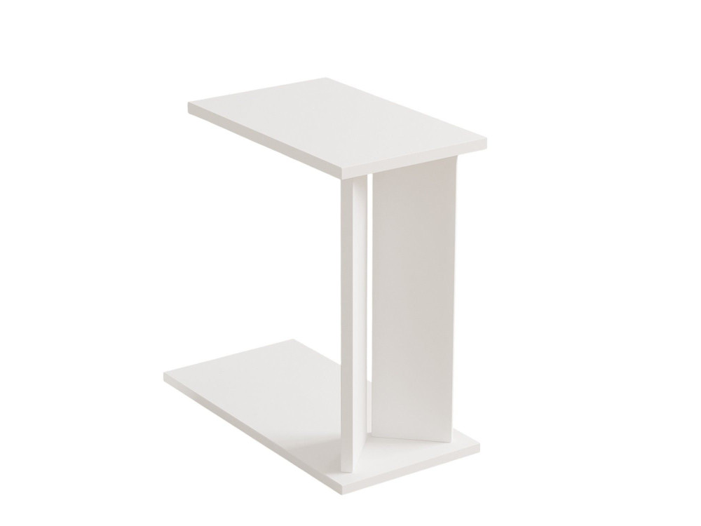 Tavolino in legno "Lun" - 25 x 50 x 48 cm - Bianco