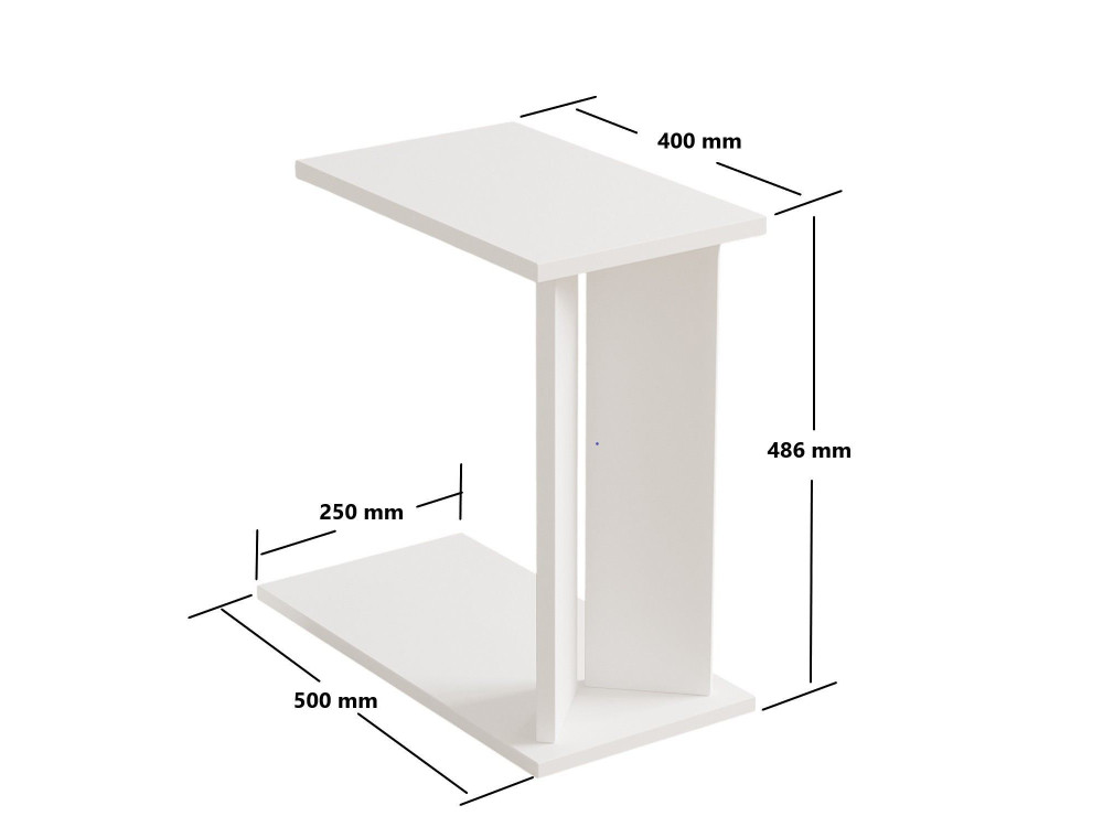 Tavolino in legno "Lun" - 25 x 50 x 48 cm - Bianco