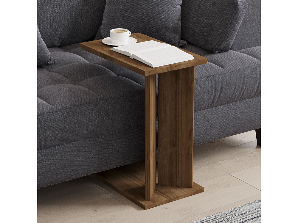 Tavolino in legno "Lun" - 25 x 50 x 48 cm - Marrone