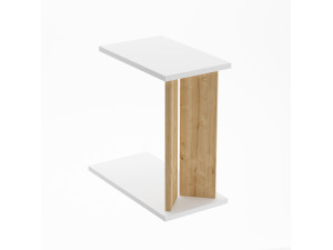 Tavolino in legno "Lun" - 25 x 50 x 48 cm - Beige