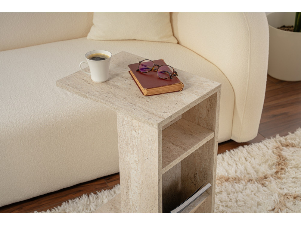 Tavolino in legno "Filinta" - 30 x 40 x 63 cm - Travertino