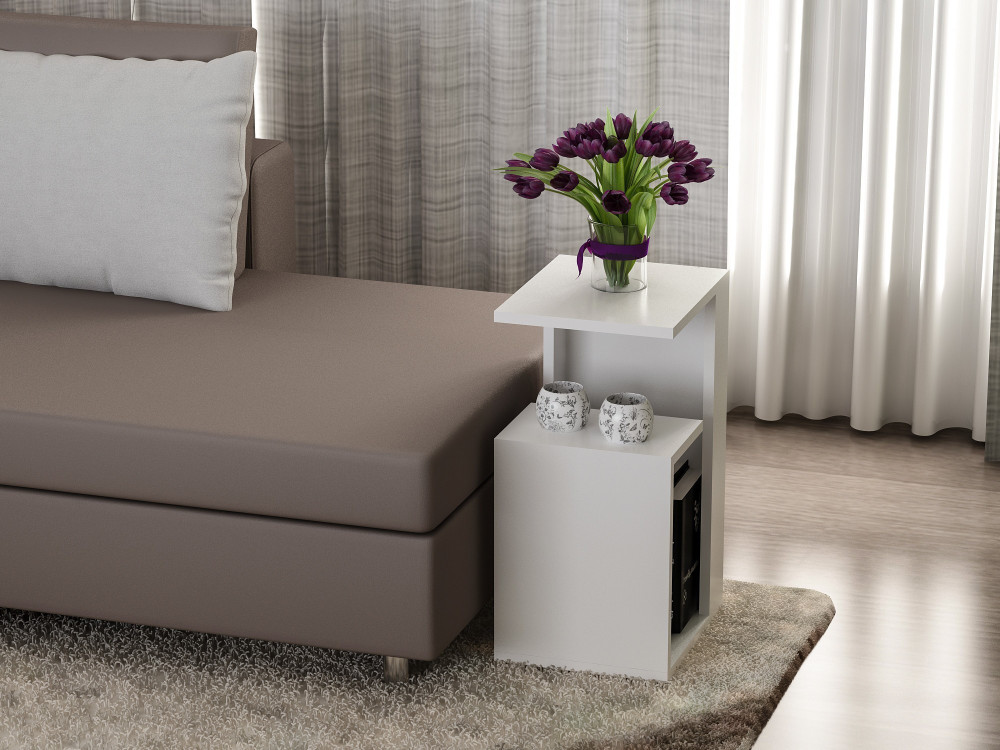 Tavolino in legno "Sister" - 35 x 29 x 60 cm - Bianco