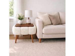 Tavolino in legno "Papatya 35x45" - 45 x 35 x 44 cm - Bianco