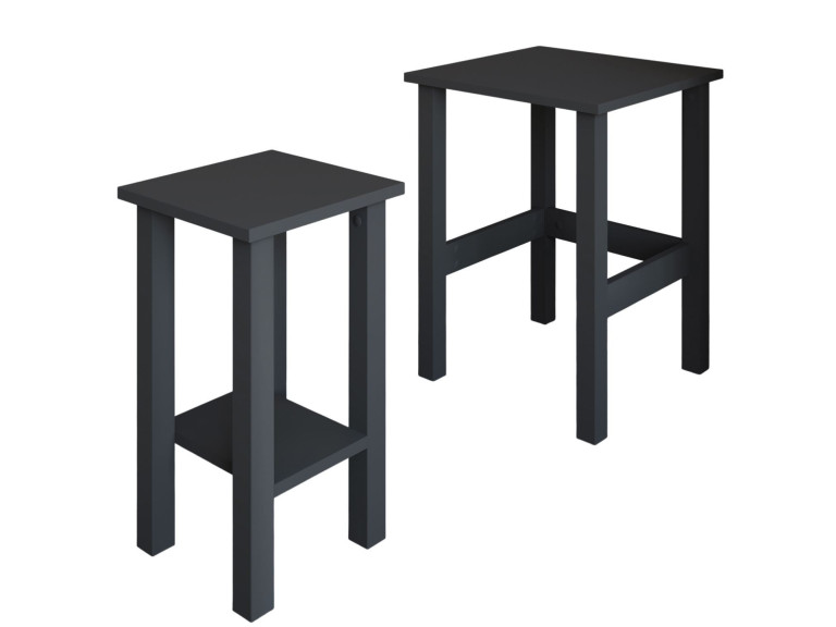 Set di 2 tavolini in legno "Gina 2" - 45 x 45 x 60 cm - Grigio antracite