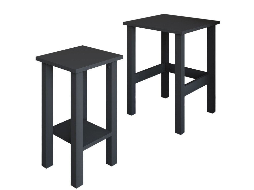 Set di 2 tavolini in legno "Gina 2" - 45 x 45 x 60 cm - Grigio antracite