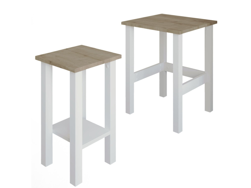 Set di 2 tavolini in legno "Gina 2" - 45 x 45 x 60 cm - Beige