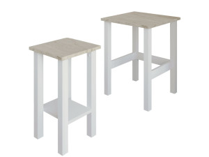 Set di 2 tavolini "Gina 2" in legno - 45 x 45 x 60 cm - Bianco