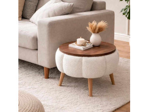 Tavolino in legno "Papatya" - 45 x 45 x 44 cm - Bianco